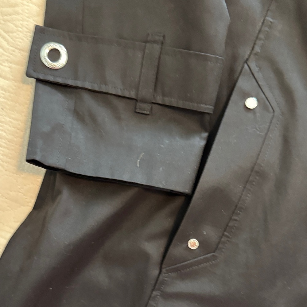 London Fog Black Single-Breasted Raincoat Trench Coat with Metal-Trim Buttons - Picture 9 of 12